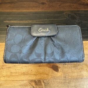 Coach Signature Metallic Charcoal Gray Wallet